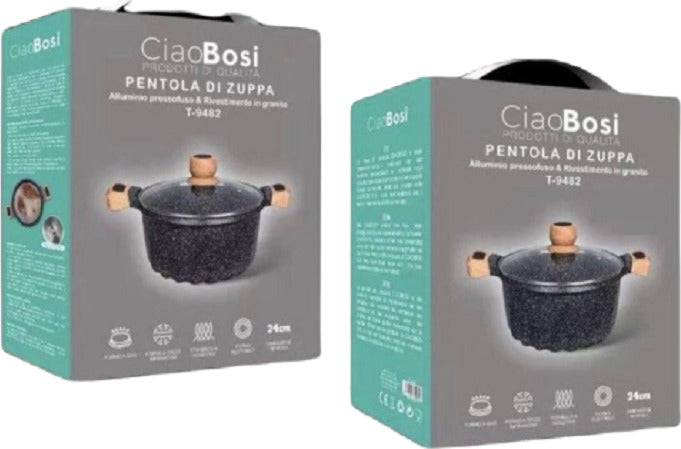 Pentola Tegame Per Zuppa Rivestito In Granito Con Coperchio Vetro 24 Cm T-9482 Casa e cucina/Pentole padelle e pirofile/Pentole e padelle/Padelle universali Trade Shop italia - Napoli, Commerciovirtuoso.it