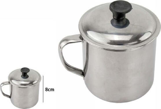 Pentolino-Bollilatte-Bicchiere-Acciaio-8-Cm-Metallo-Con-Manico-Coperchio-67507