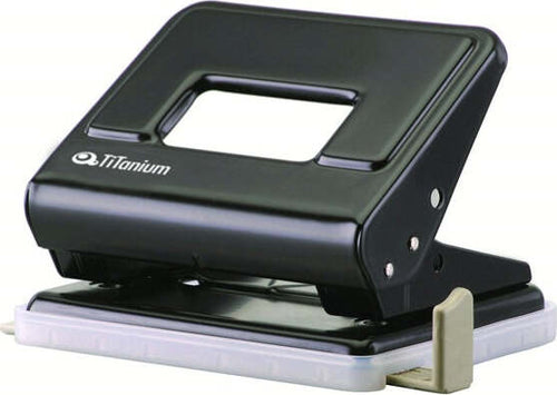 Perforatore in metallo - 2 fori - passo 8 cm - nero - Titanium Cancelleria e prodotti per ufficio/Archivio ufficio e accessori per scrivania/Spillatrici e perforatrici/Perforatrici Eurocartuccia - Pavullo, Commerciovirtuoso.it