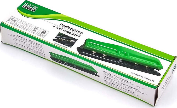 Perforatrice fogli Lebez verde e nero 840 Cancelleria e prodotti per ufficio/Archivio ufficio e accessori per scrivania/Spillatrici e perforatrici/Spillatrici elettriche e a batteria Scontolo.net - Potenza, Commerciovirtuoso.it