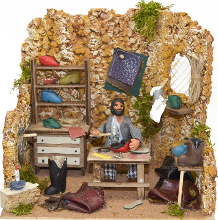 Personaggio Ciabattino mestieri per presepe in movimento in legno e sughero decorazione di Natale Casa e cucina/Decorazioni per interni/Addobbi e decorazioni per ricorrenze/Decorazioni natalizie/Presepi/Statuine e fondali per il presepe MagiediNatale.it - Altamura, Commerciovirtuoso.it