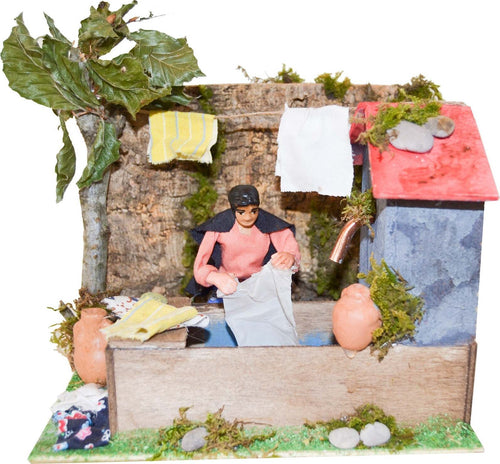 Personaggio Lavandaia mestieri per presepe in movimento in legno e sughero decorazione di Natale Casa e cucina/Decorazioni per interni/Addobbi e decorazioni per ricorrenze/Decorazioni natalizie/Presepi/Statuine e fondali per il presepe MagiediNatale.it - Altamura, Commerciovirtuoso.it