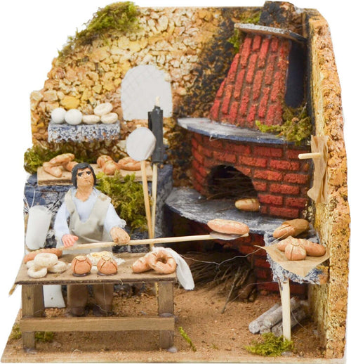 Personaggio Panettiere mestieri per presepe in movimento in legno e sughero con fiamma decorazione di Natale Casa e cucina/Decorazioni per interni/Addobbi e decorazioni per ricorrenze/Decorazioni natalizie/Presepi/Statuine e fondali per il presepe MagiediNatale.it - Altamura, Commerciovirtuoso.it