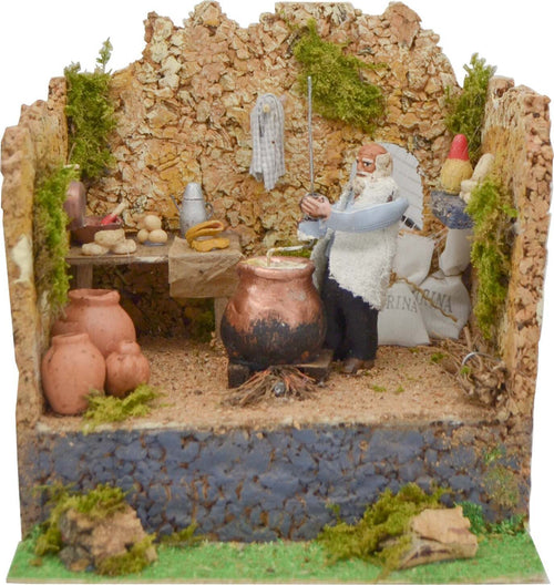 Personaggio Polentaio mestieri per presepe in movimento in legno e sughero con fiamma decorazione di Natale Casa e cucina/Decorazioni per interni/Addobbi e decorazioni per ricorrenze/Decorazioni natalizie/Presepi/Statuine e fondali per il presepe MagiediNatale.it - Altamura, Commerciovirtuoso.it