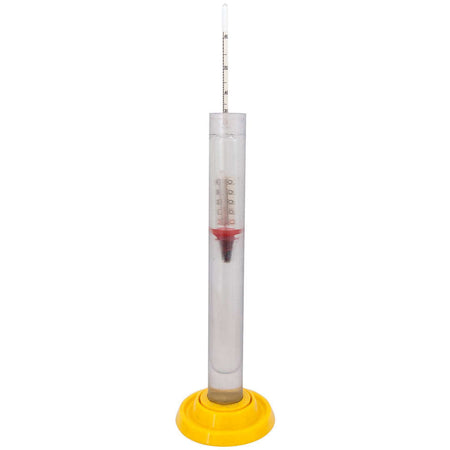 Alcoolometro "Tralles" con termometro per misurazione graduazione alcolica h 35,5 cm