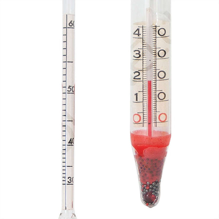 Alcoolometro "Tralles" con termometro per misurazione graduazione alcolica h 35,5 cm