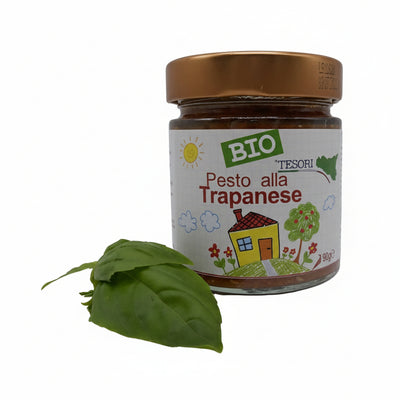 Pesto alla Trapanese Biologico 90gr Salsa Condimento Per Pasta Prodotto 100% Italiano NO Conservanti No Zuccheri Aggiunti Pesto Tesori Di Sicilia - Nicosia, Commerciovirtuoso.it