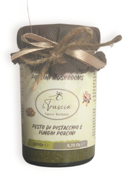 Pesto di Pistacchio al 60% con Pistacchio di Sicilia e Funghi Porcini Vaso plus