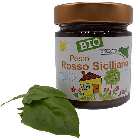 Pesto Rosso Siciliano Biologico 90gr. Salsa Sugo Condimento per Pasta Solo da Scaldare Produzione Artigianale 100% Italiana Pesto Tesori Di Sicilia - Nicosia, Commerciovirtuoso.it