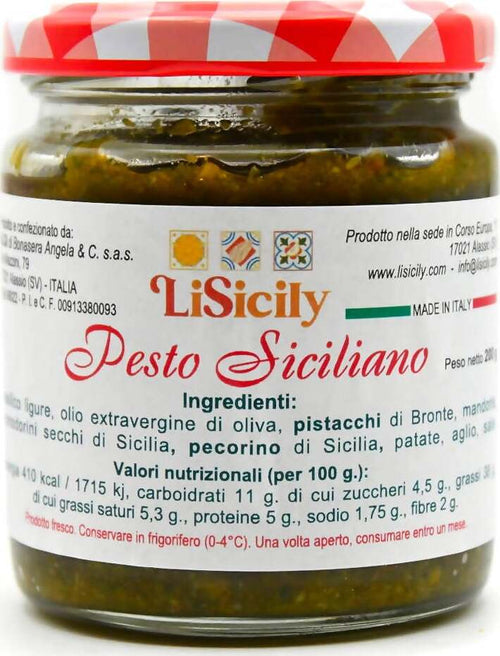 Pesto Siciliano Lisicily Confezione Da 200 Gr Pesto in Vasetto Con Pistacchi Di Bronte, Mandorle, Pecorino E Pomodori Secchi Alimentari e cura della casa/Salse e sughi/Sughi e salse per cucinare/Pesto LiSicily dolci per passione - Alassio, Commerciovirtuoso.it