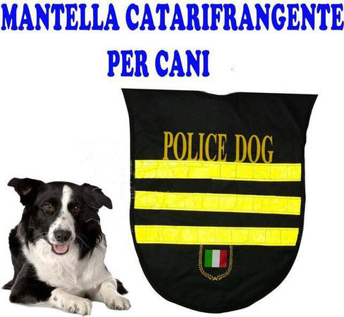 Pettorina-Impermeabile-Vestito-Catarifrangente-Cane-Polizia-Police-Dog-Mantella