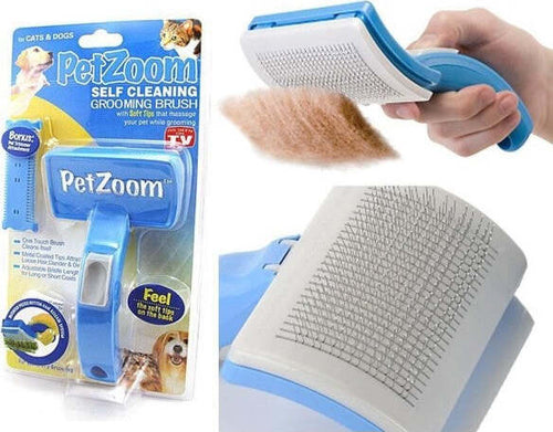 Petzoom-Spazzola-Autopulente-Pettine-Sottopelo-Per-Peli-Cane-Gatto-Pet-Zoom