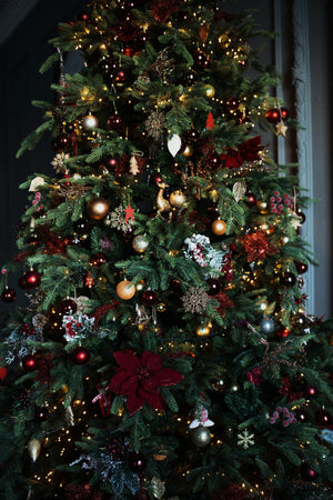 Palline in vetro "Cognac Shimmer" tinta unita per albero di Natale moderno grandi