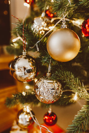 Palline in vetro "Oro Opaco" tinta unita per albero di Natale moderno
