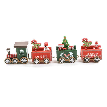 Trenino decorativo con 4 vagoni in legno decorazione natalizia