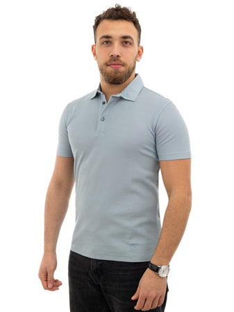 Corneliani Polo azzurro maniche corte da uomo
