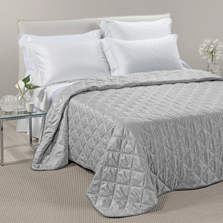 Copriletto Trapuntato In Raso Jacquard Perlee Matrimoniale - Caleffi