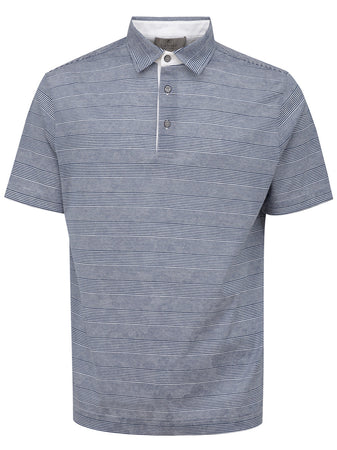 CANALI Polo Canali blu a righe manica corta da uomo