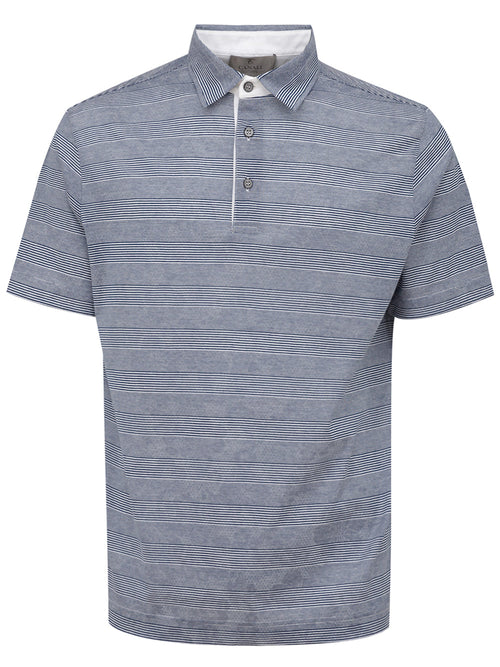 CANALI Polo Canali blu a righe manica corta da uomo