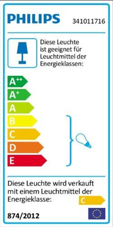 Philips-Arrow-Lampada-da-Parete-Nickel,-Lampadina-Inclusa-[Classe-di-efficienza-energetica-C]