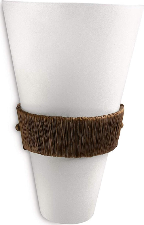 Philips-Bakersfield-Lampada-da-Parete,-Lampadina-Inclusa,-Bianco-con-Fascia-Marrone-Antico-[Classe-di-efficienza-energetica-A]