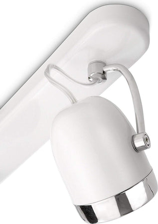Philips-Balsa-Barra-Spot-2-Luci-in-Metallo-Bianco-e-Dettaglio-Cromo,-Lampadina-Inclusa-[Classe-di-efficienza-energetica-D]