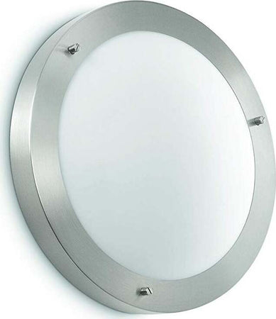 Philips-Salts-Lampada-Bagno-Soffitto,-Metallo-Satinato-con-Vetro,-Diametro-31-cm,-IP44,-Lampadina-Risparmio-Energetico-Inclusa-[Classe-di-efficienza-energetica-A]