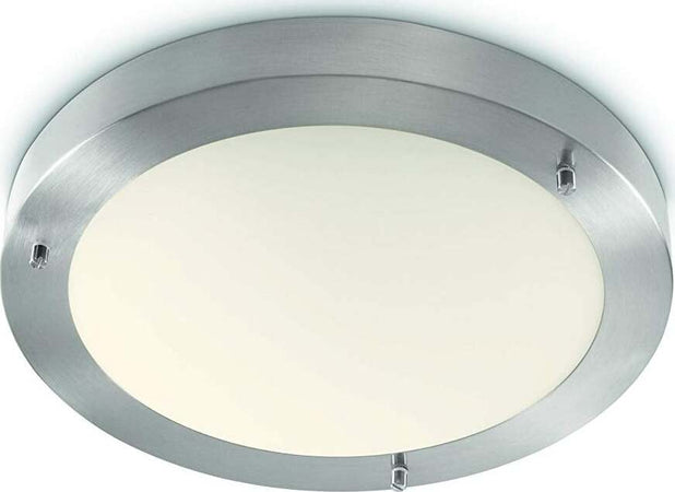 Philips-Salts-Lampada-Bagno-Soffitto,-Metallo-Satinato-con-Vetro,-Diametro-31-cm,-IP44,-Lampadina-Risparmio-Energetico-Inclusa-[Classe-di-efficienza-energetica-A]