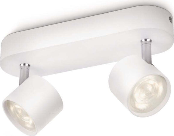 Philips-Star-Lampada-con-2-Faretti,-LED,Alluminio,-Bianco-[Classe-di-efficienza-energetica-A]