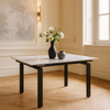 Tavolo Antares con gambe in metallo e piano in marmo, design moderno, 140/200 x 90 x h 76 cm
