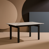Tavolo Antares con gambe in metallo e piano in marmo, design moderno, 140/200 x 90 x h 76 cm