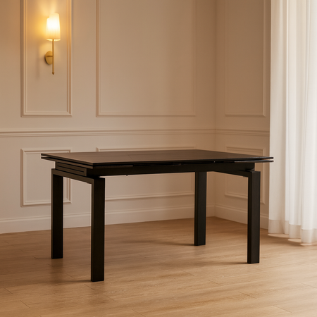 Tavolo "Antares" con gambe in metallo e piano in marmo, design moderno, 140/200 x 90 x h 76 cm