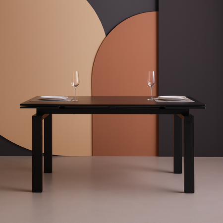 Tavolo "Antares" con gambe in metallo e piano in marmo, design moderno, 140/200 x 90 x h 76 cm