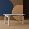 Tavolo Antares con gambe in metallo e piano in marmo, design moderno, 140/200 x 90 x h 76 cm