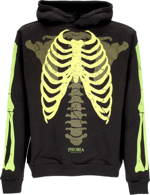 PHOBIA-Felpa-Leggera-Cappuccio-Uomo-Bones-Hoodie-Black/green/light-Green-da-uomo