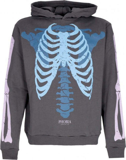 PHOBIA-Felpa-Leggera-Cappuccio-Uomo-Bones-Hoodie-Grey/blue/lilac-da-uomo