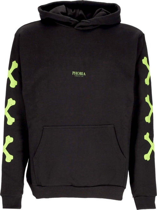 PHOBIA-Felpa-Leggera-Cappuccio-Uomo-Cross-Bones-Hoodie-Black/green-da-uomo