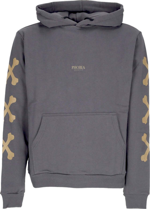 PHOBIA-Felpa-Leggera-Cappuccio-Uomo-Cross-Bones-Hoodie-Grey/beige-da-uomo