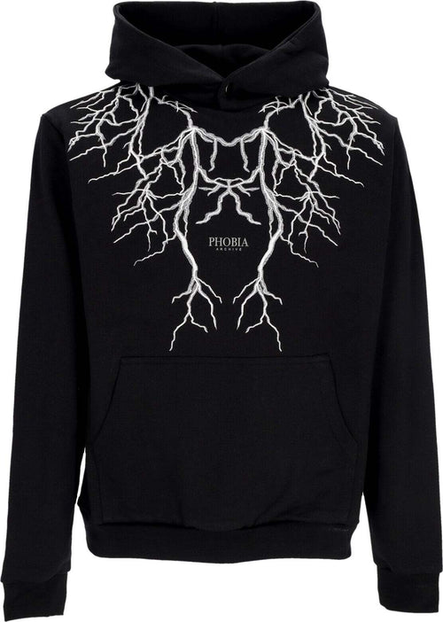 PHOBIA-Felpa-Leggera-Cappuccio-Uomo-Embroidery-Lightning-Hoodie-Black/grey-da-uomo