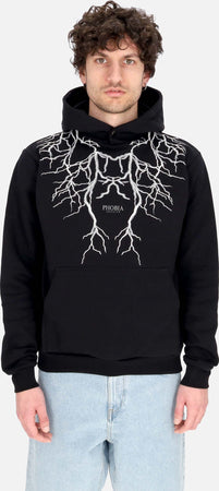 PHOBIA-Felpa-Leggera-Cappuccio-Uomo-Embroidery-Lightning-Hoodie-Black/grey-da-uomo