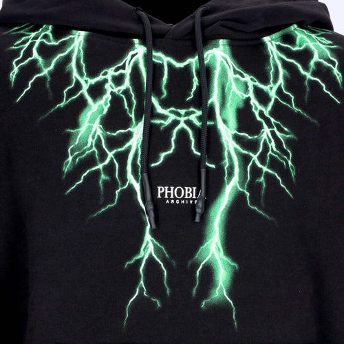 PHOBIA-Felpa-Leggera-Cappuccio-Uomo-Lightning-Balaclava-Hoodie-Black/green-da-uomo