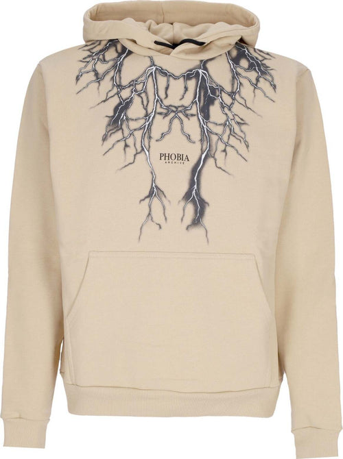 PHOBIA-Felpa-Leggera-Cappuccio-Uomo-Lightning-Hoodie-Beige/black-da-uomo