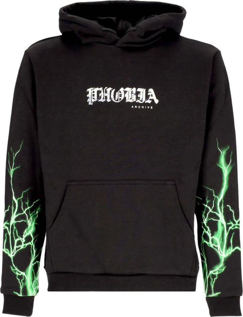 PHOBIA-Felpa-Leggera-Cappuccio-Uomo-Lightning-Hoodie-Black/green-da-uomo