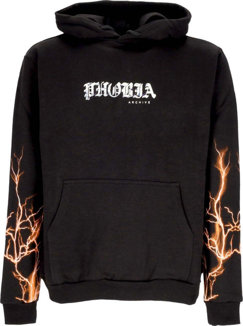 PHOBIA-Felpa-Leggera-Cappuccio-Uomo-Lightning-Hoodie-Black/orange-da-uomo
