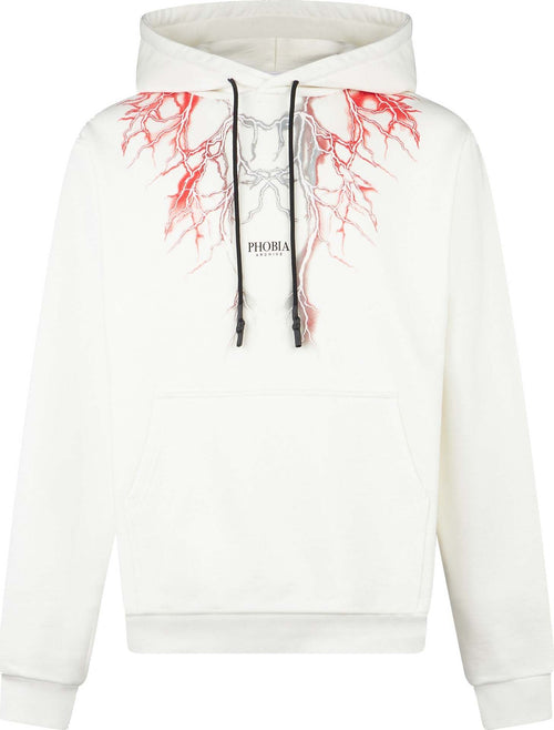 PHOBIA-Felpa-Leggera-Cappuccio-Uomo-Lightning-Hoodie-White/red/grey-da-uomo