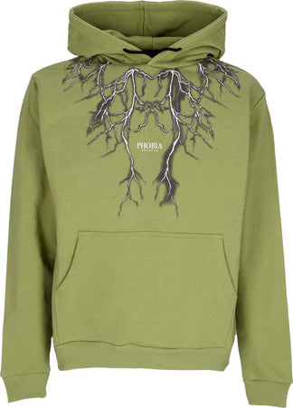 PHOBIA-Felpa-Leggera-Cappuccio-Uomo-Lightning-Print-Hoodie-Green/grey-da-uomo