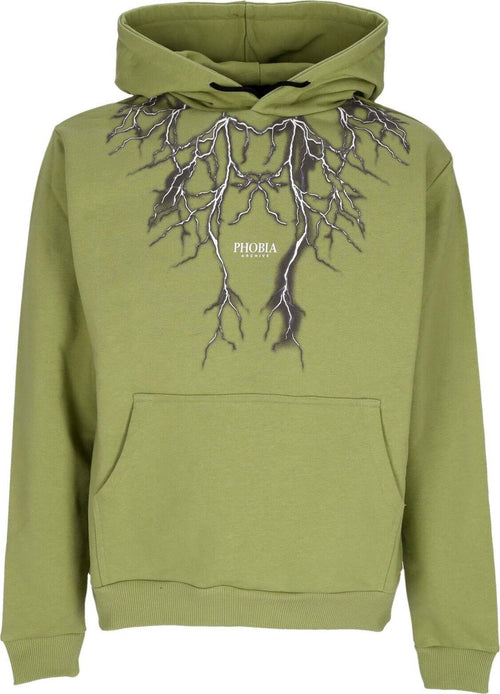 PHOBIA-Felpa-Leggera-Cappuccio-Uomo-Lightning-Print-Hoodie-Green/grey-da-uomo