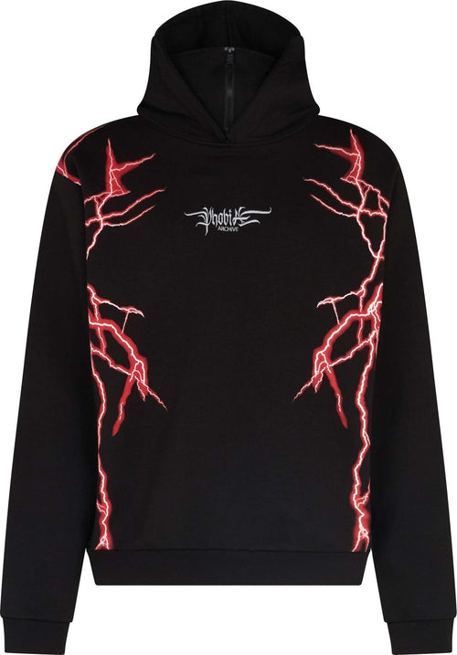 PHOBIA-Felpa-Leggera-Cappuccio-Uomo-New-Lightning-Balaclava-Hoodie-Black/red-da-uomo