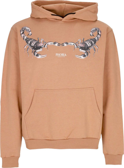 PHOBIA-Felpa-Leggera-Cappuccio-Uomo-Scorpion-Hoodie-Terracotta/grey-da-uomo