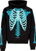 PHOBIA-Felpa-Leggera-Cappuccio-Uomo-Skeleton-Print-Hoodie-Black/petrolium-da-uomo